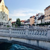 Small bridges connecting the city of Ljubljana